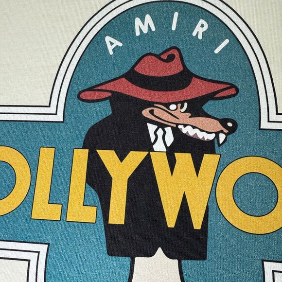 Amiri Beige Hollywood Graphic Print T-Shirt - Picture 7 of 8